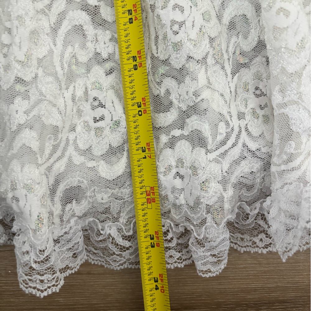 Vintage Secret Treasures White Lace Sheer Ruffle Mini Nightie Lingerie Dress - Picture 6 of 8